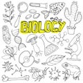 Vector biology science doodles. Back to school illustration.