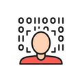 Biometric face verification scan color line icon.