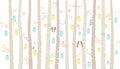 Vector Birch or Aspen Trees with Hanging Mason Jars and Love Birds