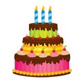 Vector Birthday Cake with Candles Royalty Free Stock Photo