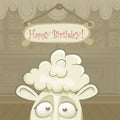 Vector Birthday card with funny sheep Royalty Free Stock Photo