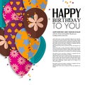 Vector birthday card with paper balloons and text. Royalty Free Stock Photo