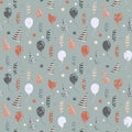 Vector birthday pattern with balloons,ribbon,confetti