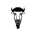 Vector bison head, face for retro hipster logos, emblems, badges, labels template and t-shirt vintage design element. Isolated on