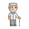 Vector 8 bit pixel art elderly man