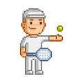 Vector 8-bit pixel art tennis player Royalty Free Stock Photo