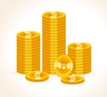 Vector bitcoin collection flat illustration isolated on white background.