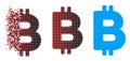 Shredded Pixel Halftone Bitcoin Letter Icon