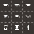 Vector black academic cap icon set Royalty Free Stock Photo