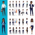 Vector Black african american Business man and business woman working office character design set. Royalty Free Stock Photo
