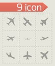 Vector black airplane icon set