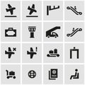 Vector black airport icon set Royalty Free Stock Photo