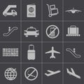 Vector black airport icons set