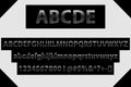 Vector Black Alphabet Letters, Numbers and Symbols. Metallic gradient Font. Rotated exclusive Alphabet Letters Royalty Free Stock Photo