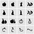 Vector black apple and pear icon set