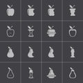 Vector black apple and pear icons set