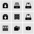 Vector black archive icon set