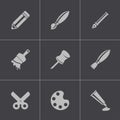 Vector black art tool icons set