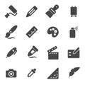 Vector black art tools icons set Royalty Free Stock Photo