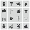 Vector black autumn icons set