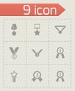 Vector black award medal icon set Royalty Free Stock Photo