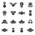 Vector black award medal icons set