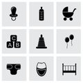 Vector black baby icon set Royalty Free Stock Photo