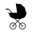 Vector black baby pram silhouette