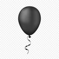 Vector black balloon on a transparent background. Royalty Free Stock Photo