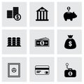 Vector black bank icons set Royalty Free Stock Photo