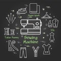 Vector black banner of tailor and sewing - sewing machine Royalty Free Stock Photo