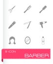 Vector black barber icons set