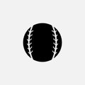 Vector black baseball ball icon. Game equipment. Professional sport, classic ball for official competitions and tournaments.