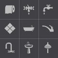 Vector black bathroom icons set Royalty Free Stock Photo