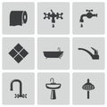 Vector black bathroom icons set