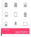 Vector black battery icon set