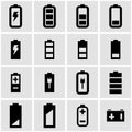 Vector black battery icon set