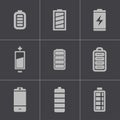 Vector black battery icons set