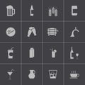 Vector black beer and beverage icons set