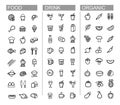 Vector black beverage, food, kitchen icons set