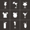 Vector black beverages icons set Royalty Free Stock Photo
