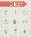 Vector black beverages icons set Royalty Free Stock Photo