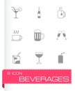 Vector black beverages icons set Royalty Free Stock Photo