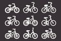 Vector Black Bicycle Icon Set. Simple Minimalistic Vector Bike Icon Collection. Cycling Sign, Bicycle Shape Isolated