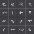 Vector black bicycle part icons set