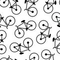 Vector Black Bikes Bicycles on White Background Seamless Repeat Pattern