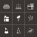 Vector black birthday icon set