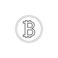 Vector black bitcoins icon on grey background.