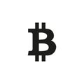 Vector black bitcoins icon on white background. Isolated.