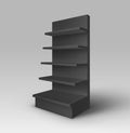 Vector Black Blank Empty Exhibition Trade Stand Shop Rack with Shelves Storefront Isolated Royalty Free Stock Photo